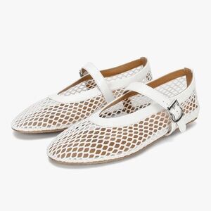 White Mesh Ballerina Flats